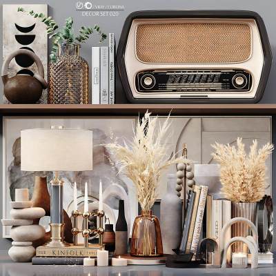 现代收音机书籍台灯摆件